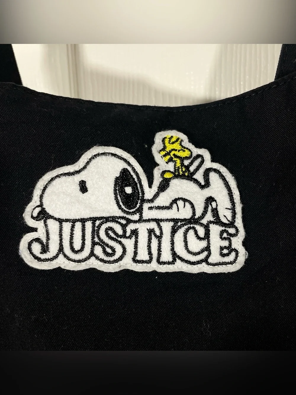 Justice Snoopy Woodstock Black Jumper Dress Girls L 12/14 Pleated Pinafore Y2K